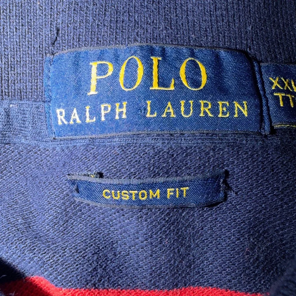 Polo Ralph Lauren Mens XXL Custom Fit Striped Polo Shirt Navy‎ Blue Red Green